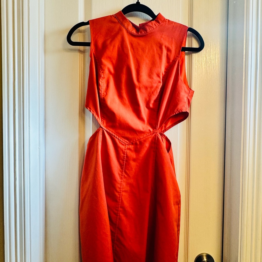 SHEIN Vibrant Orange Sleeveless Mini Dress
